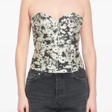 Жаккардовый топ с цветочным узором Жаккардовый топ с цветочным узором