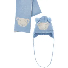 комплект из шарфа и шапки с помпонами