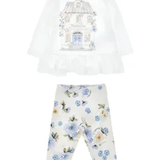 Комплект из топа и брюк с цветочным принтом