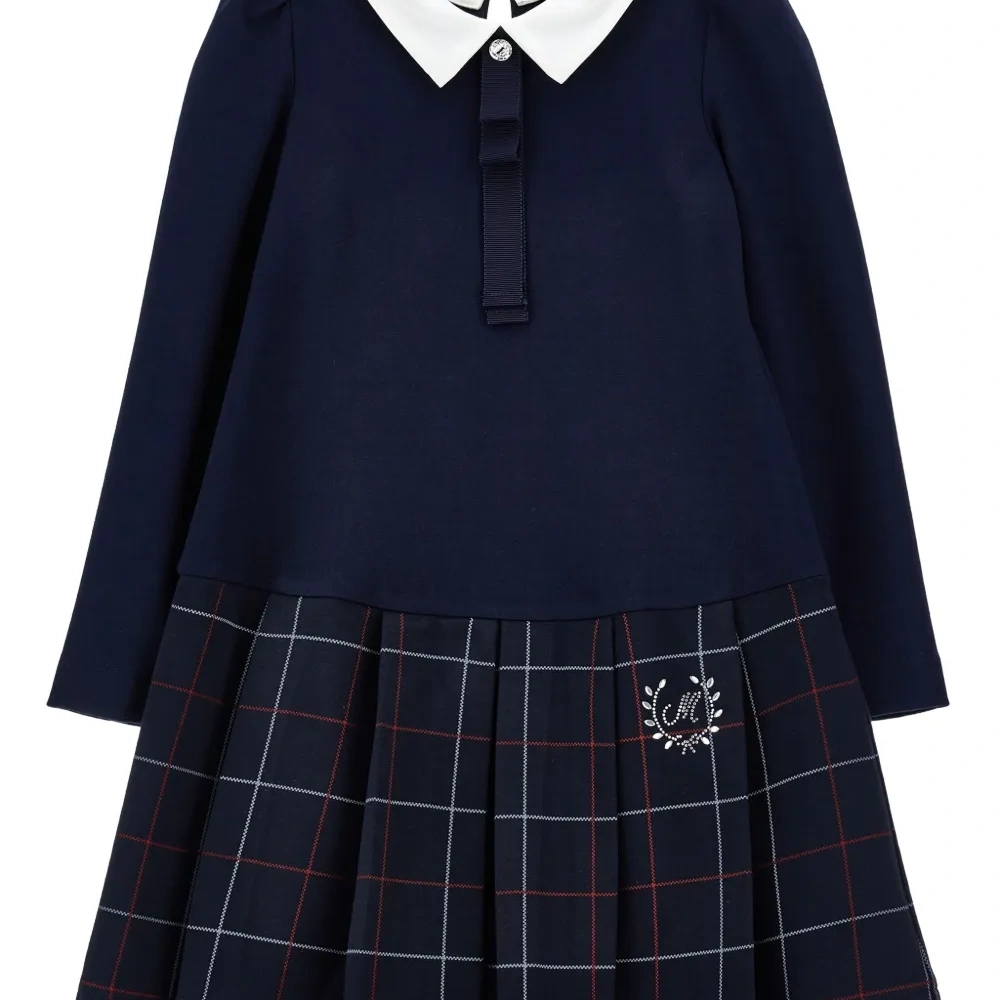 Платье в клетку тартан со складками