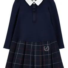 Платье в клетку тартан со складками