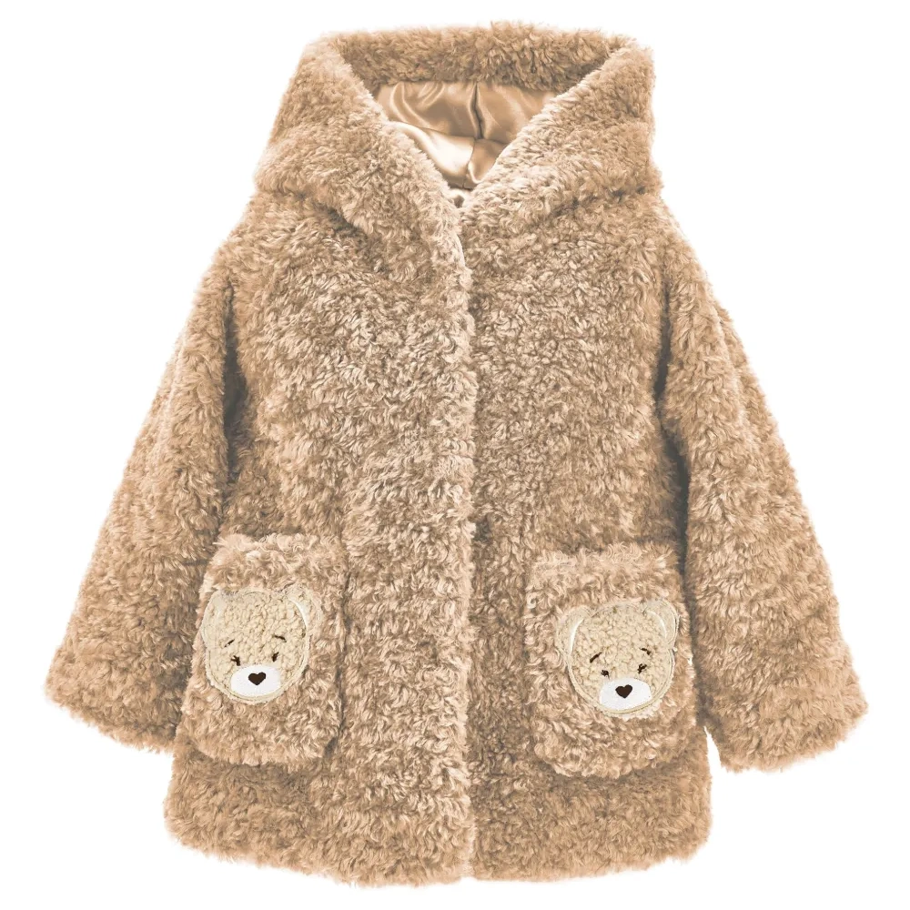 Шуба из искусственного меха с капюшоном