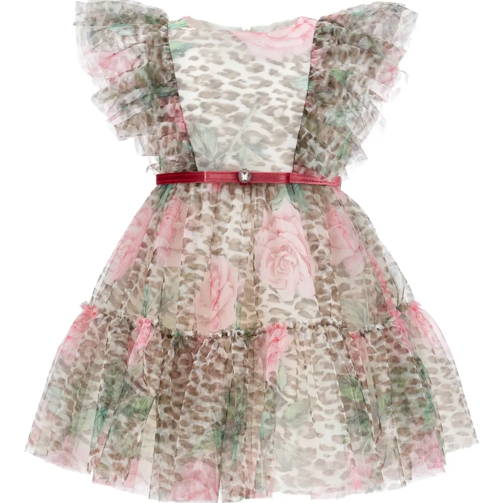 Платье с оборками и цветочным принтом