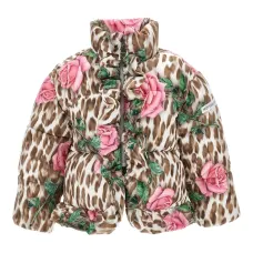 Пуховик с леопардовым принтом