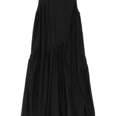 Плиссированное платье с асимметричным подолом