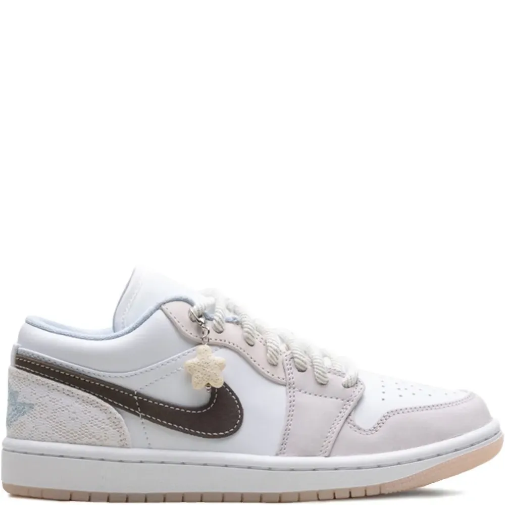 кроссовки Jordan 1 Low White/White/Light Soft Pink/Ironstone