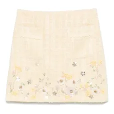 Твидовая мини-юбка с цветочной вышивкой