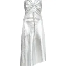 платье-комбинация с эффектом металлик и сборками