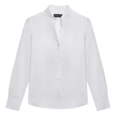 льняная рубашка с воротником-стойкой