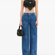 Топ в технике кроше с вырезом халтер