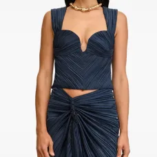 плиссированный топ с вырезом в форме сердца плиссированный топ с вырезом в форме сердца