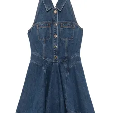 джинсовое платье мини без рукавов