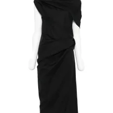 Платье миди с драпировкой и фигурным вырезом-качелью Платье миди с драпировкой и фигурным вырезом-качелью