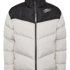 Пуховик в стиле колор-блок