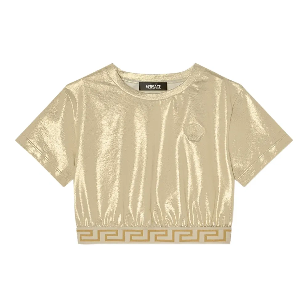 укороченный топ с эффектом металлик