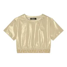 укороченный топ с эффектом металлик