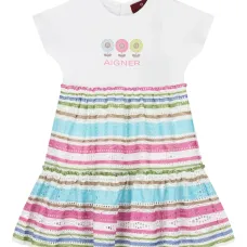 Полосатое платье с цветочной вышивкой