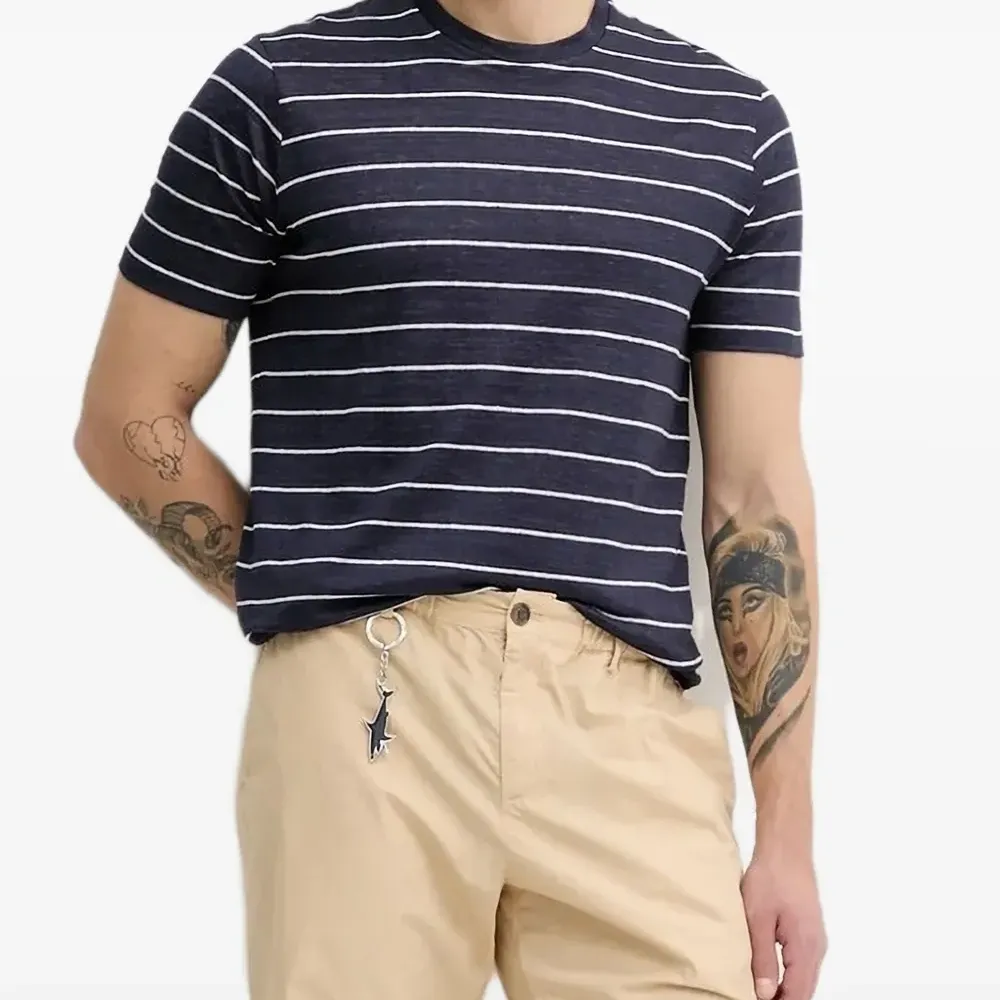 Льняная футболка в полоску