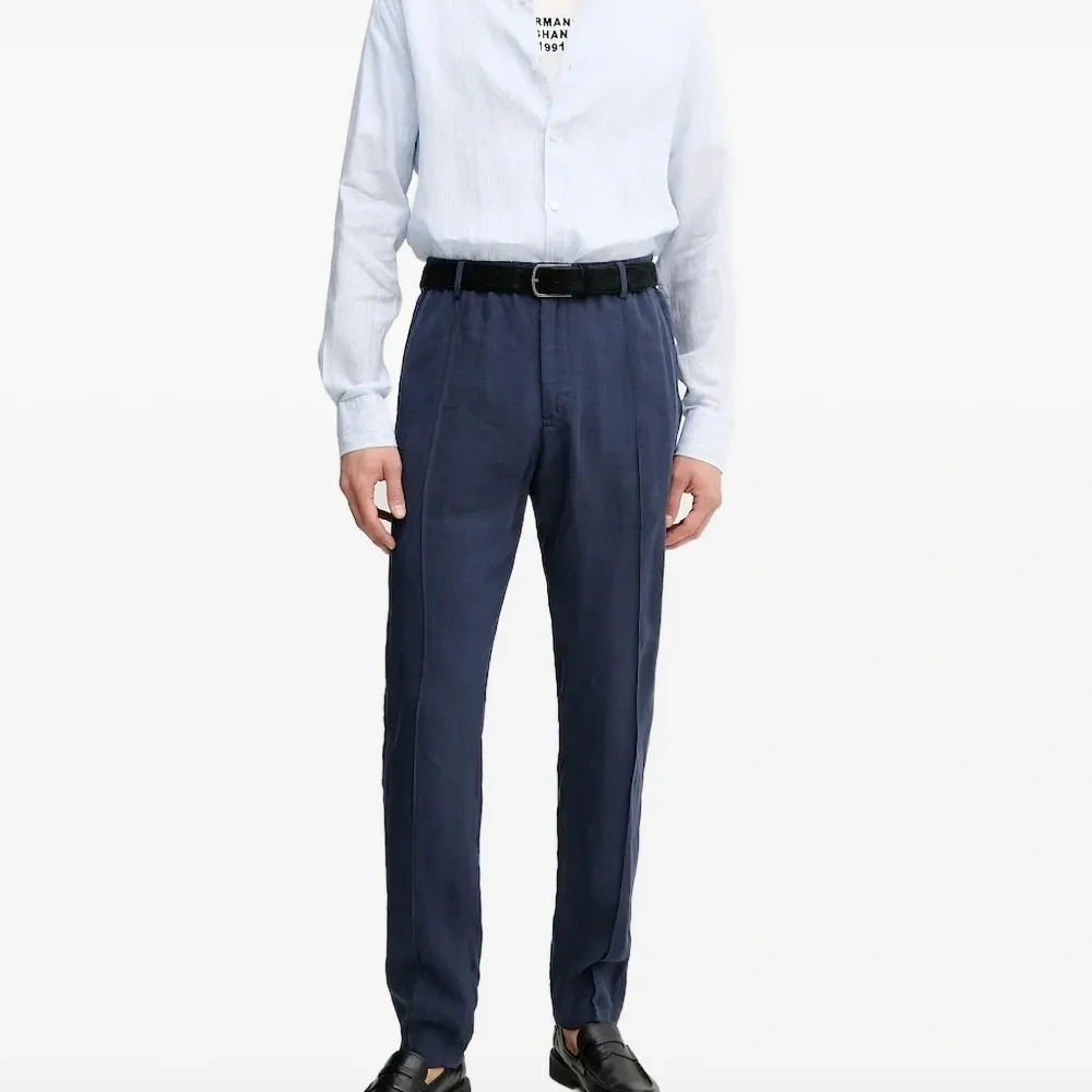 Льняная рубашка в полоску