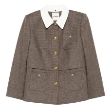 Куртка в ломаную клетку со съемным воротником