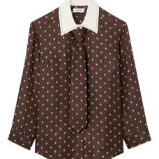 Рубашка с геометричным принтом и завязками