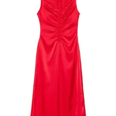 Атласное платье миди