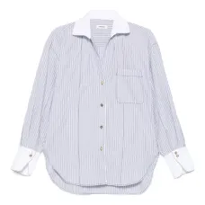 Полосатая рубашка с контрастным воротником