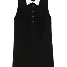 Платье мини без рукавов с оборками