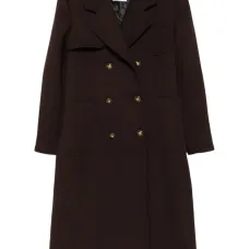 Двубортное пальто с накладным карманом