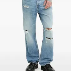 Прямые джинсы с эффектом потертости