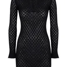 Платье мини рыхлой вязки с V-образным вырезом