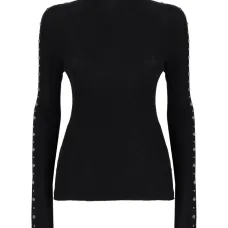 Свитер в рубчик с высоким воротником