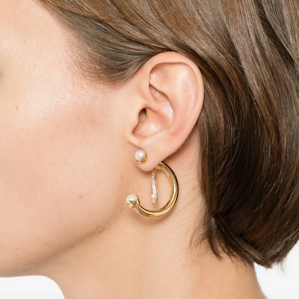 Серьга fantasy clear drip с жемчугом Серьга fantasy clear drip с жемчугом