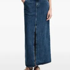 Джинсовая юбка макси с нашивкой-логотипом