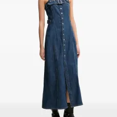 Платье миди на пуговицах с пряжкой