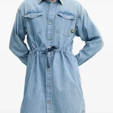 Джинсовое платье мини с кулиской