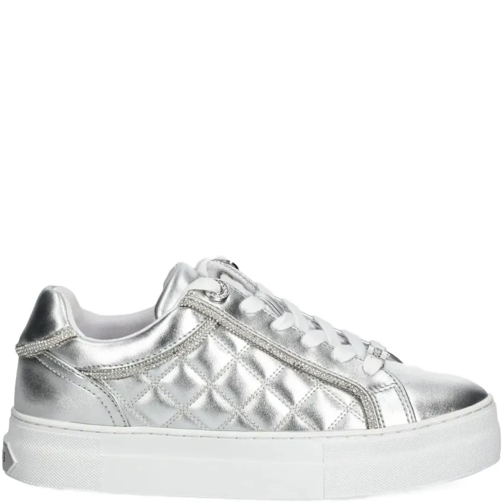 Стеганые кроссовки с эффектом металлик