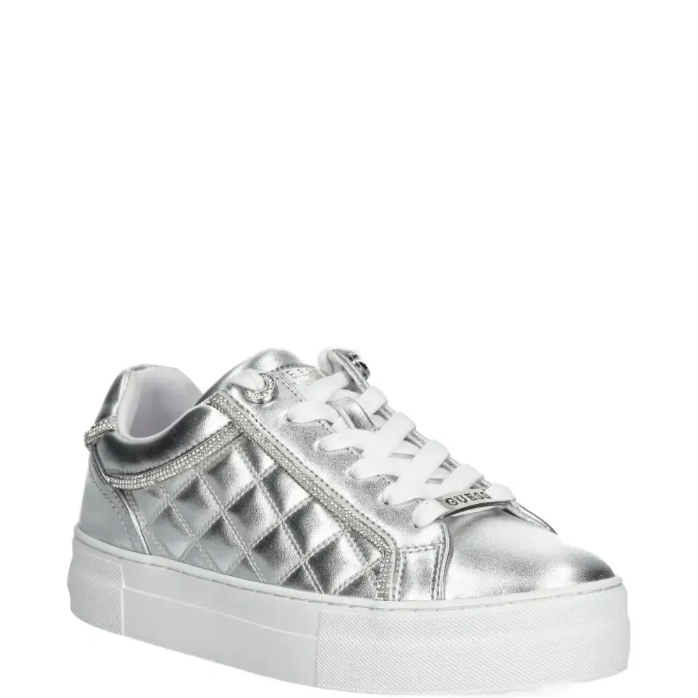 Стеганые кроссовки с эффектом металлик