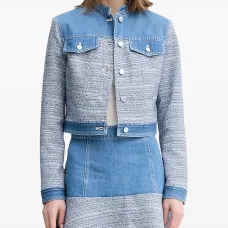 Твидовый жакет со вставкой из денима