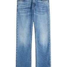 прямые джинсы с эффектом потертости