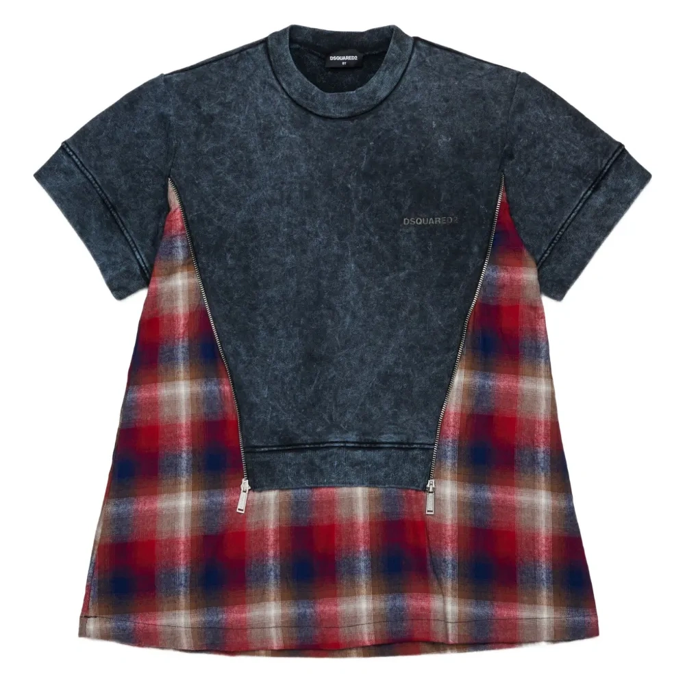 Клетчатое платье со вставками