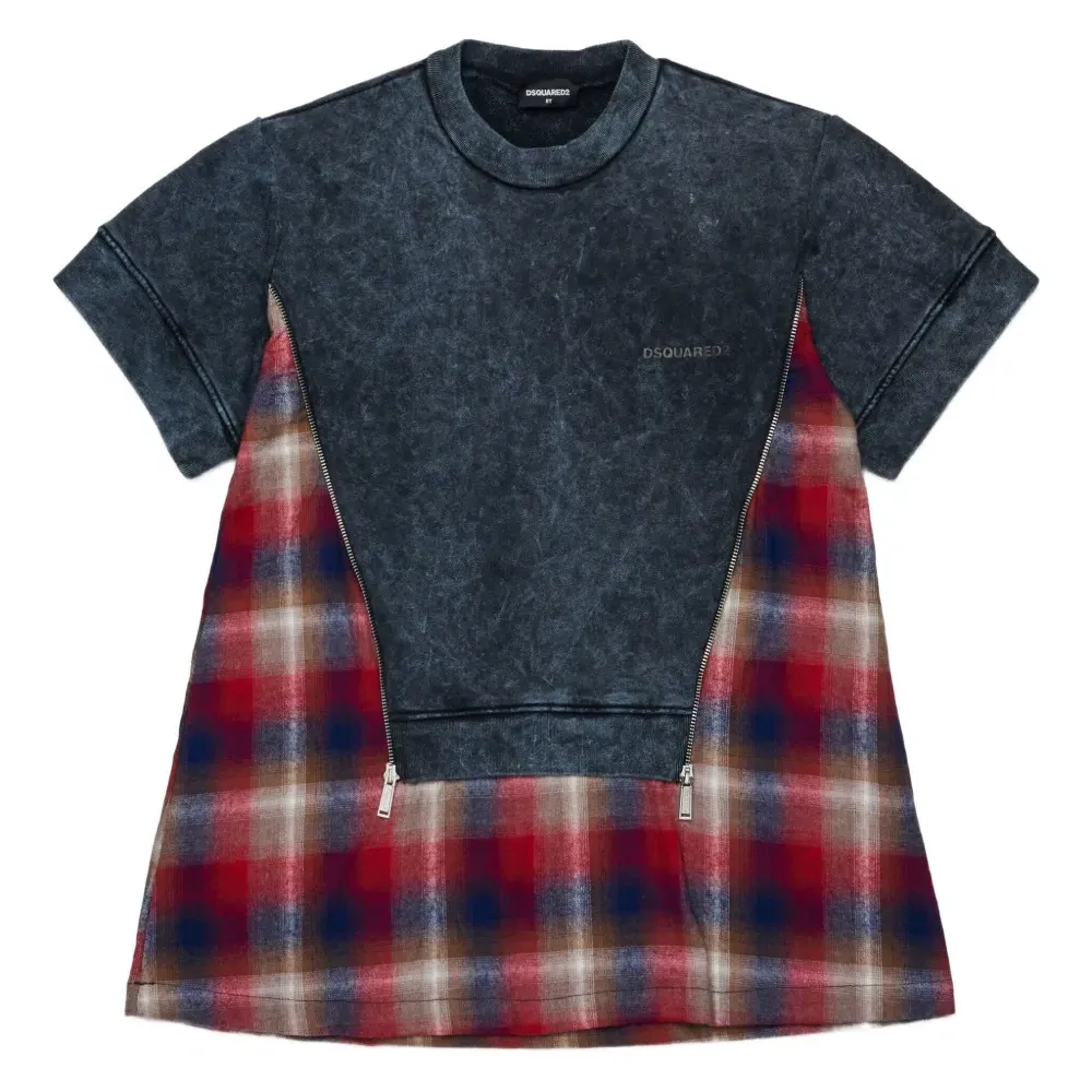 Клетчатое платье со вставками