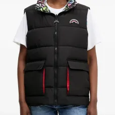 Дутый жилет с принтом граффити