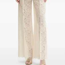 Плиссированные брюки из кружевной ткани с цветочным узором Плиссированные брюки из кружевной ткани с цветочным узором