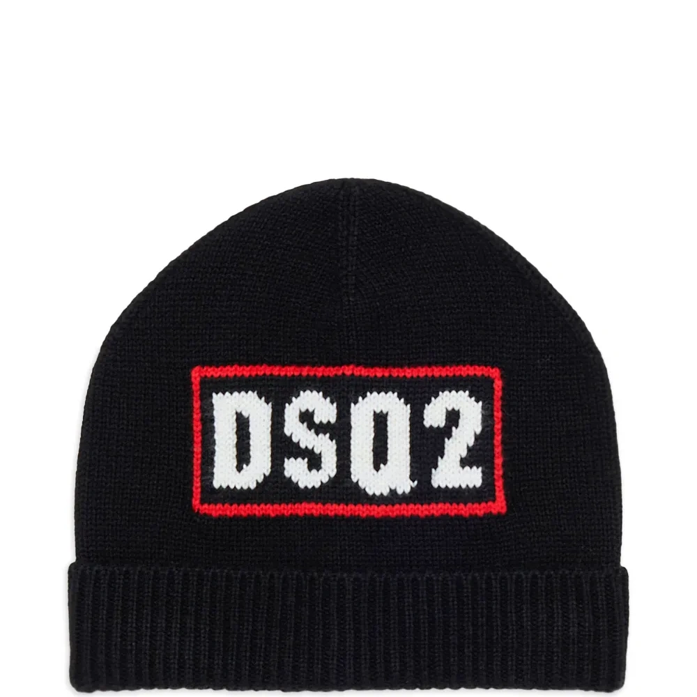 шапка бини вязки интарсия с логотипом