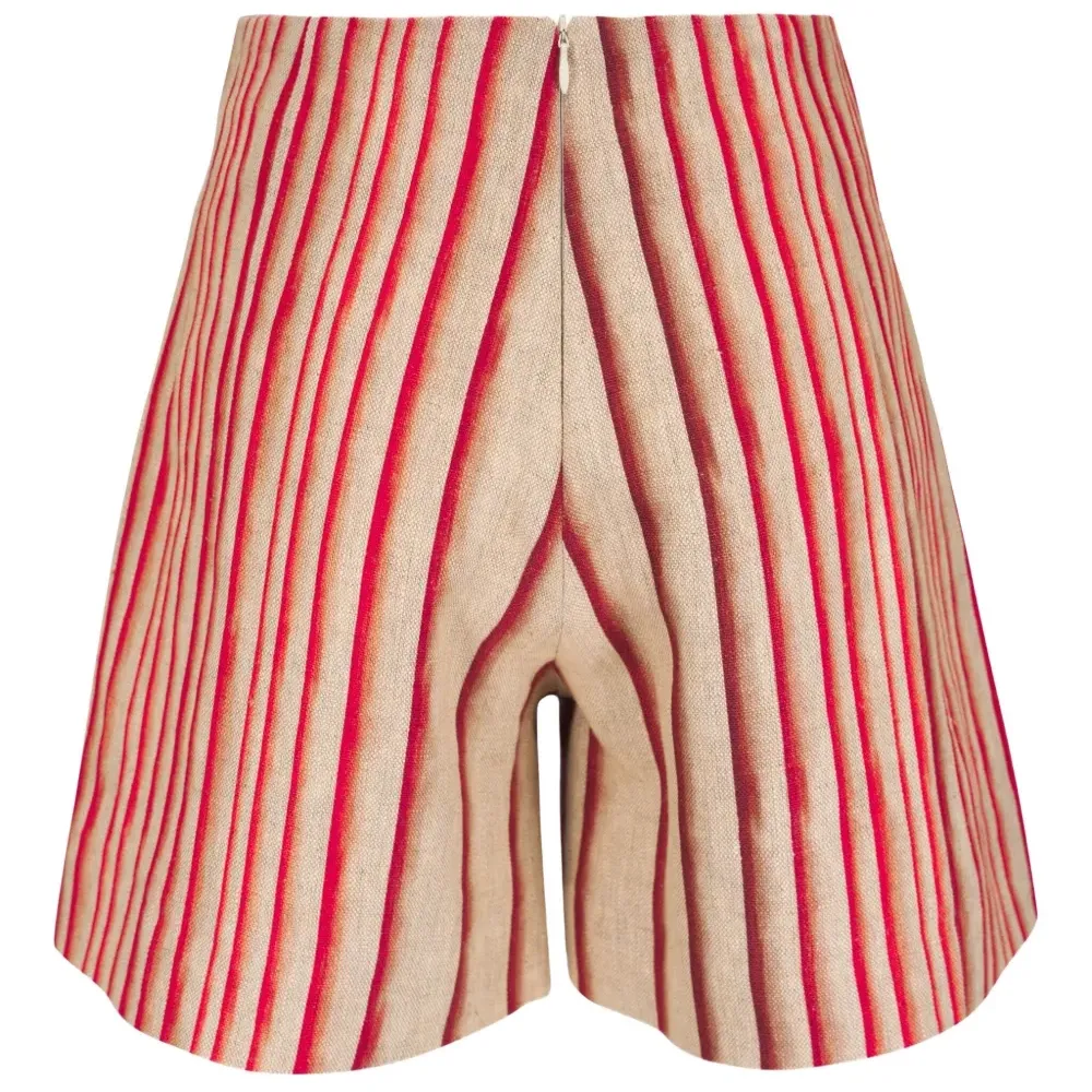 полосатые шорты с завышенной талией