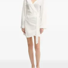 Платье мини с запахом и поясом