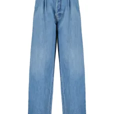 Джинсы с бахромой и складками