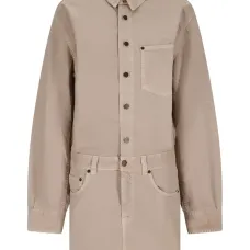 Платье-рубашка мини из смесового льна