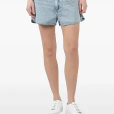 джинсовые шорты с завышенной талией и кулиской